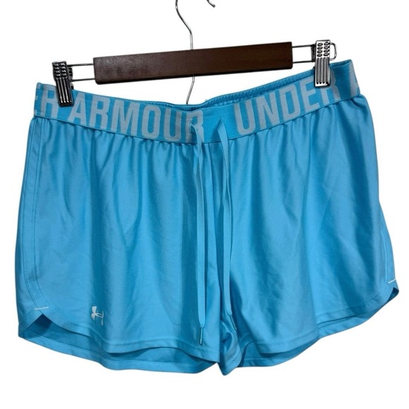 Under Armour HeatGear Women's Blue Compression Running Training Shorts‎ Medium - Picture 1 of 6